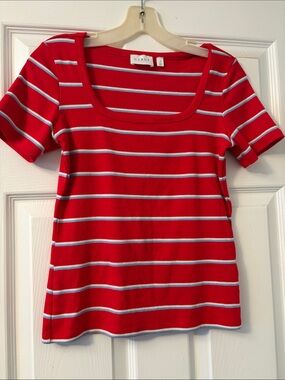 Cyrus Red Striped Short Sleeve Tee
